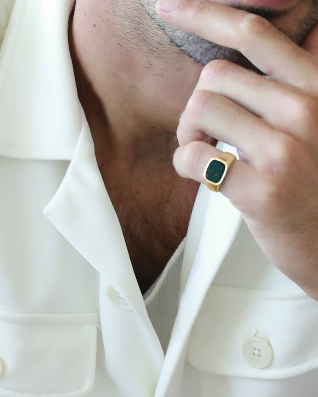 Gold Cushion Signet // Bloodstone - Westhill