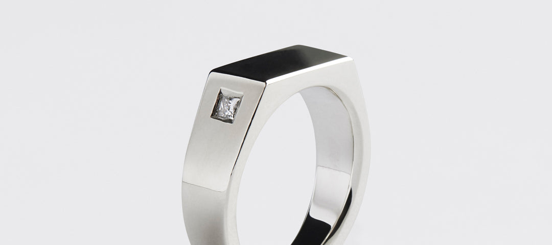 Silver Diamond Sharp Signet Ring - Westhill