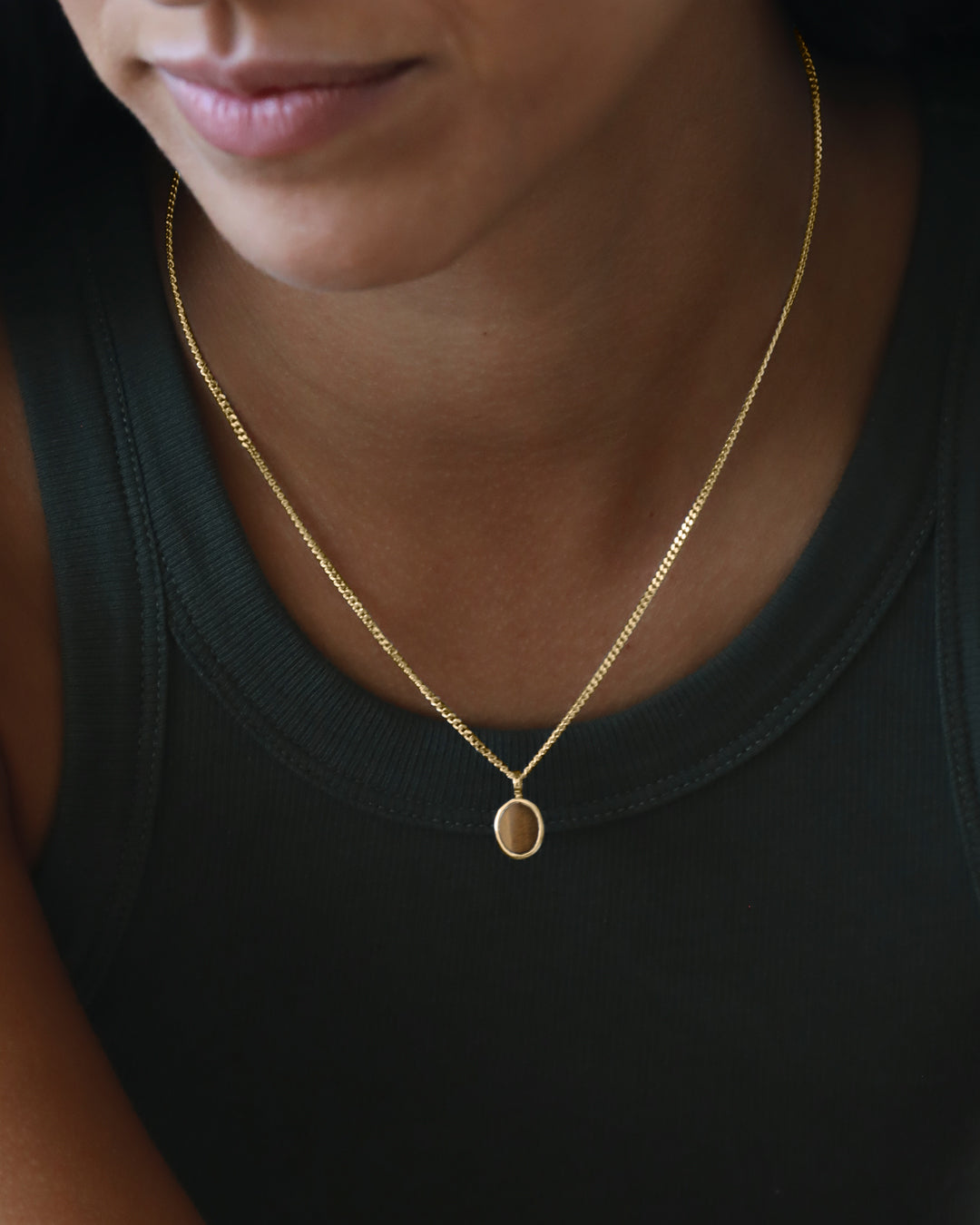 Gold Portrait Pendant // Tigers Eye - Westhill