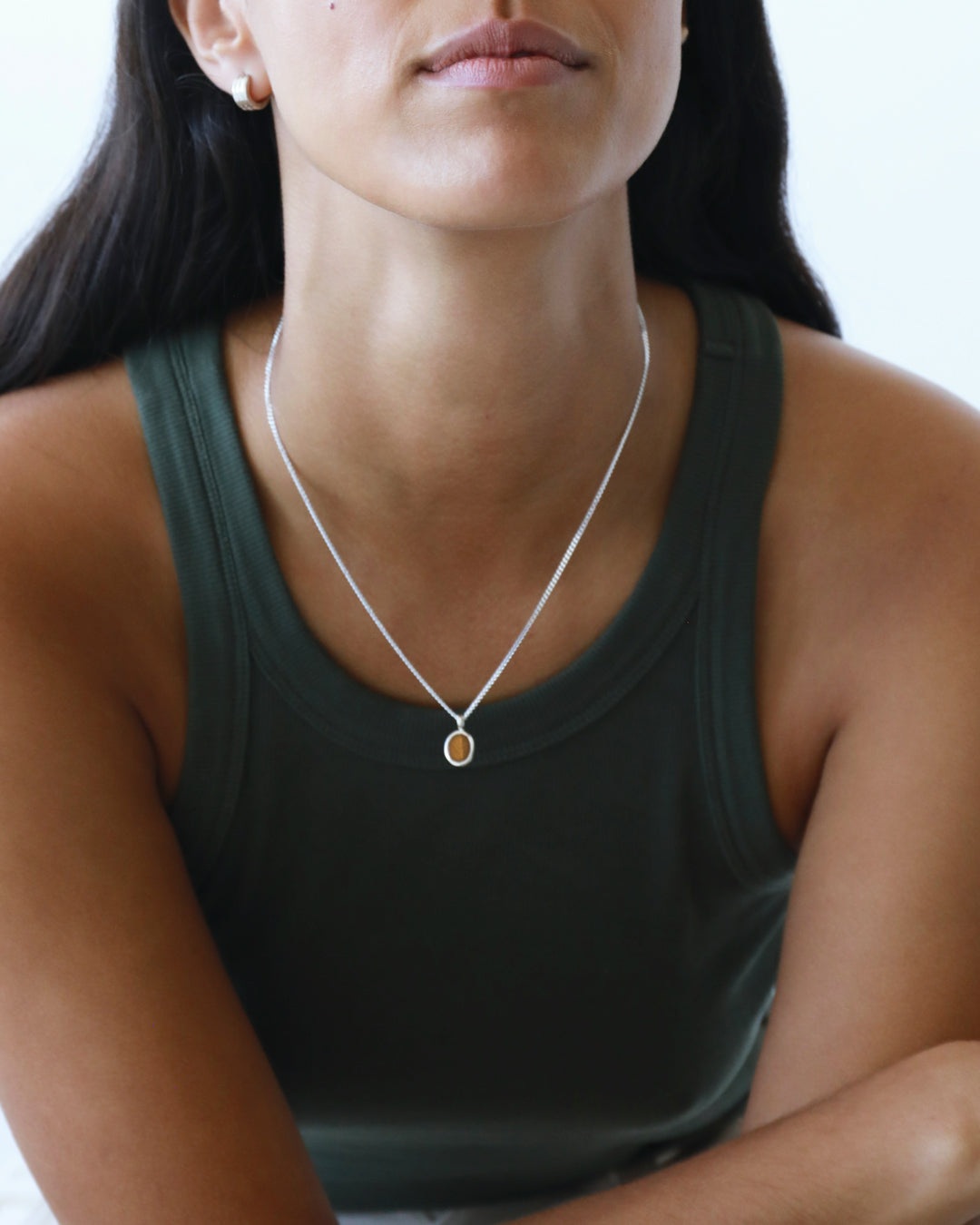 Westhill Silver Portrait Pendant - Tigers Eye