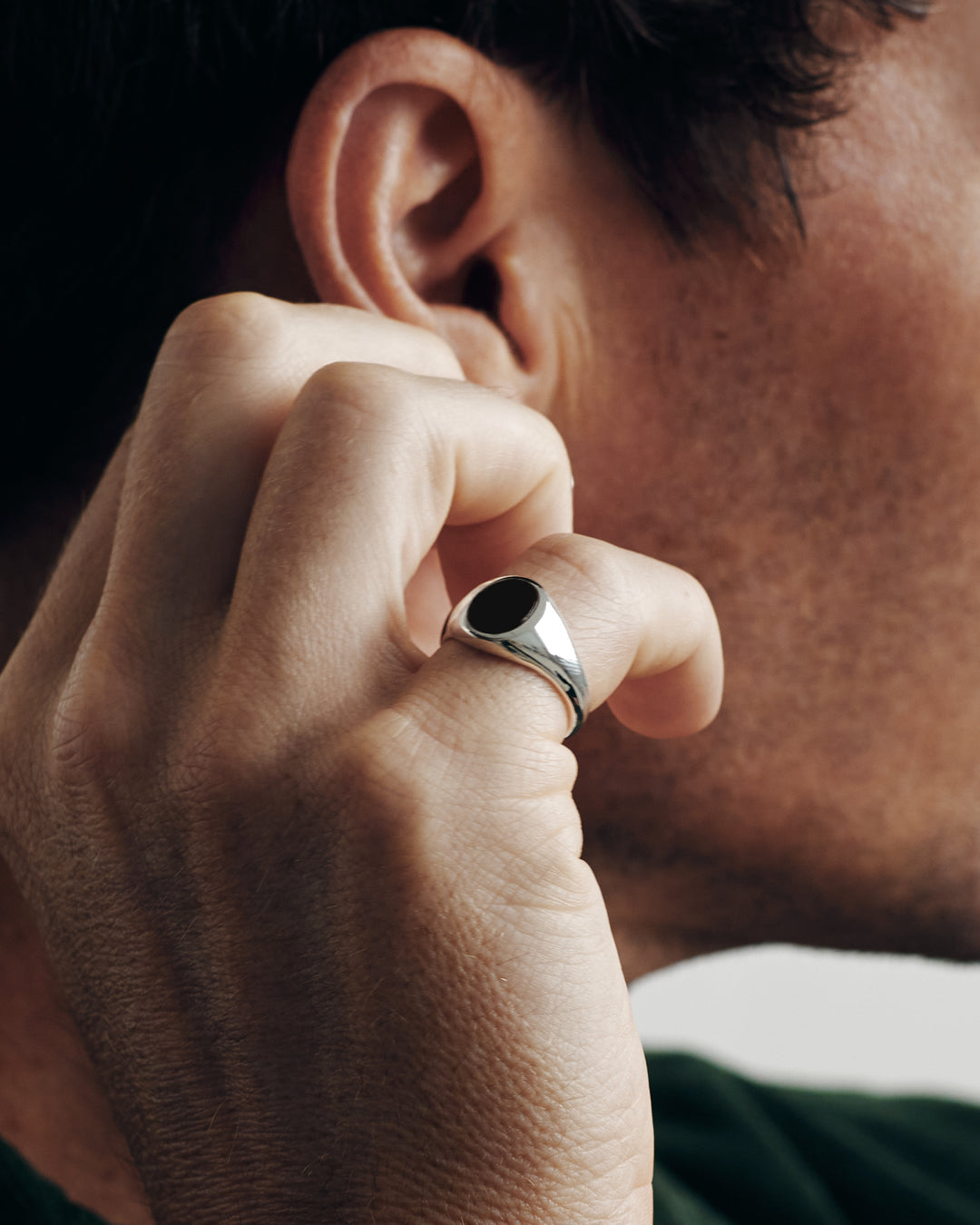 Westhill Silver Onyx Portrait Signet Ring