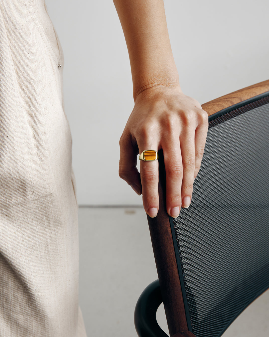 Westhill Gold Cushion Signet Ring - Tigers Eye