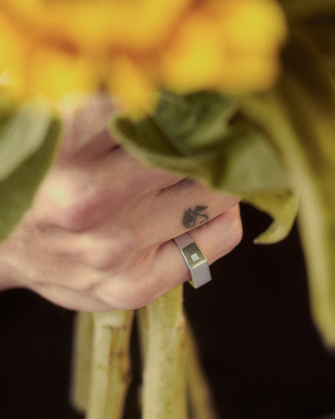 Westhill White Gold Diamond Sharp Signet Ring
