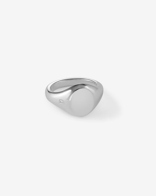 Silver Diamond Oval Signet - Westhill