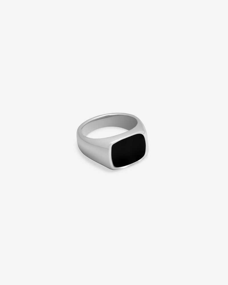 Westhill Silver Cushion Signet Ring - Onyx