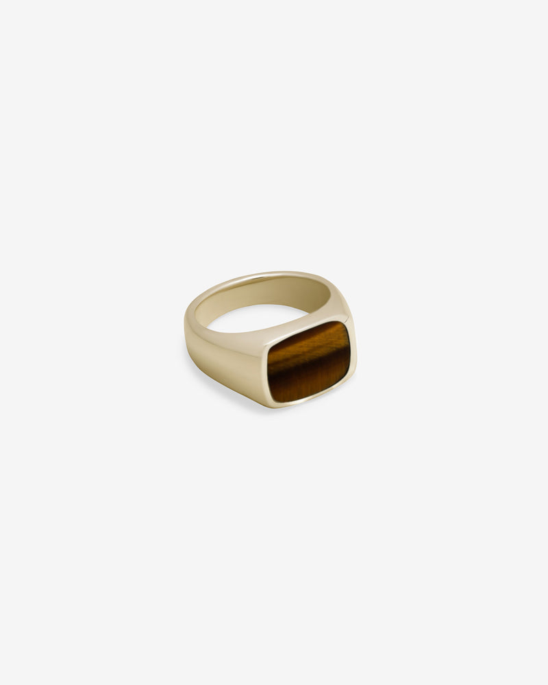 Westhill Gold Cushion Signet Ring - Tigers Eye