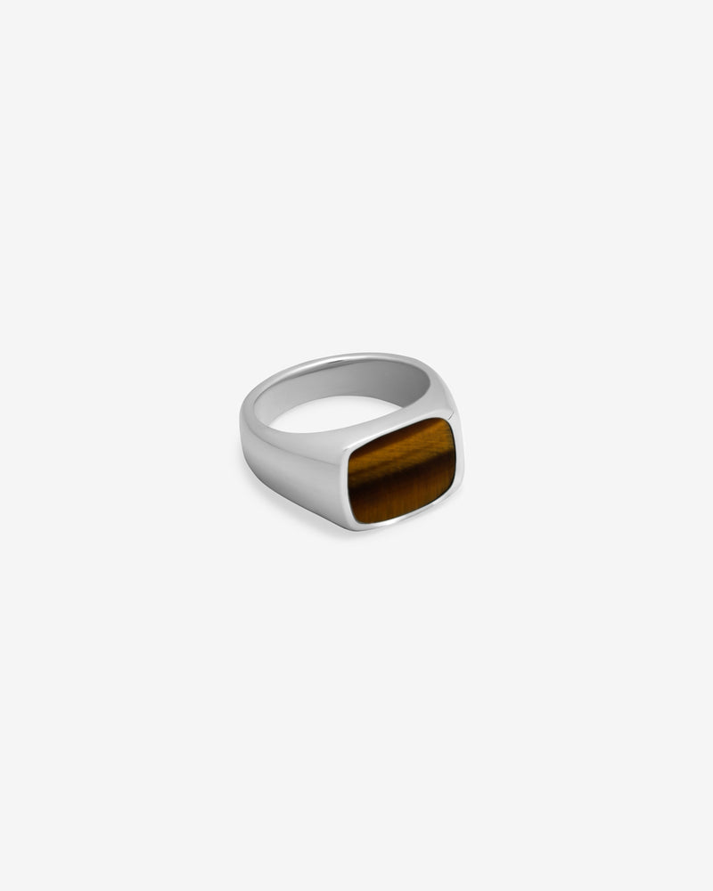 Westhill Silver Cushion Signet Ring - Tigers Eye