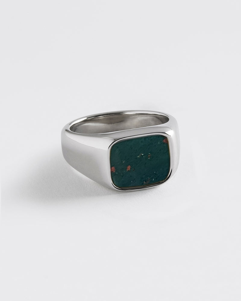 Westhill Gold Cushion Signet Ring - Bloodstone