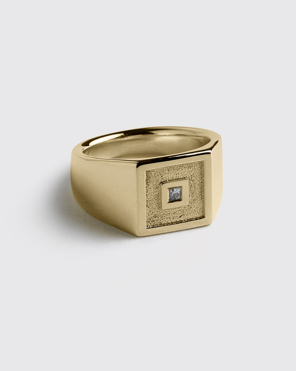 Gold Diamond Square Signet