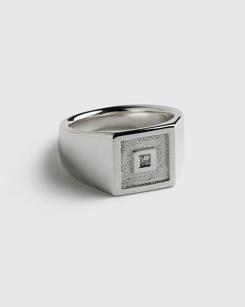 Westhill Silver Diamond Square Signet Ring