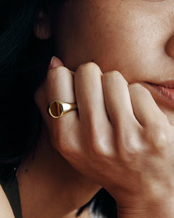 Gold Portrait Signet Ring - Tigers Eye - Westhill