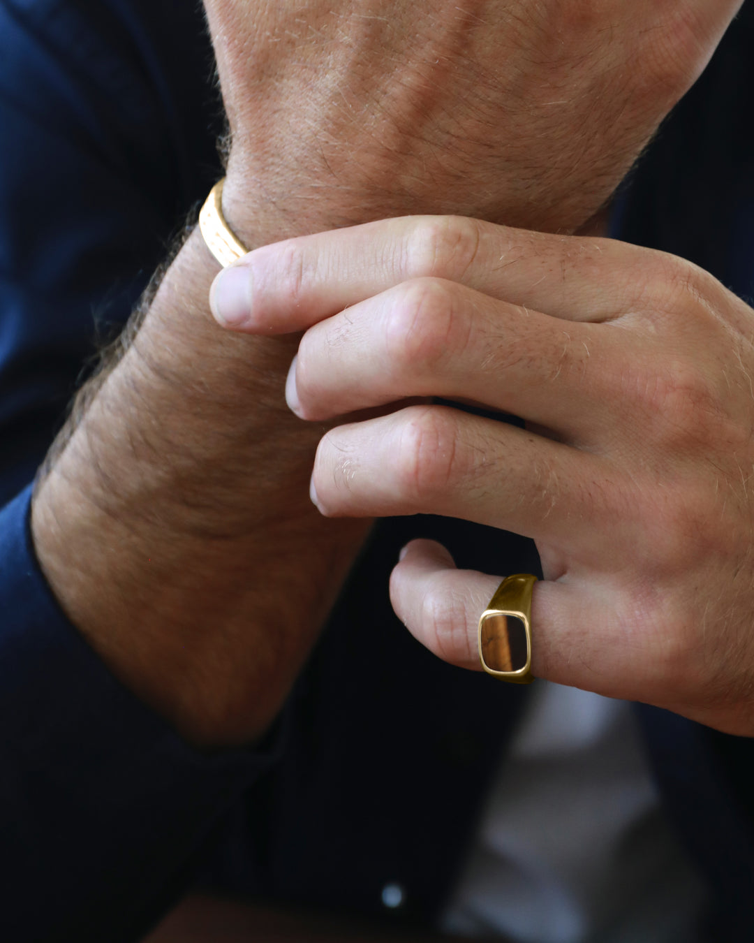 Westhill Gold Cushion Signet Ring - Tigers Eye