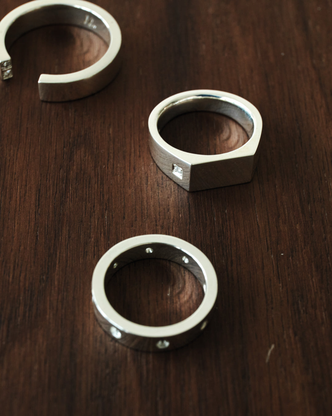 Westhill Silver Diamond Sharp Signet Ring